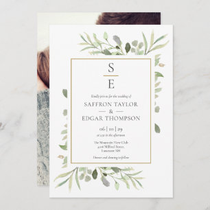 Invitation Monogrammes Initiales Végétal Foliage Mariage phot