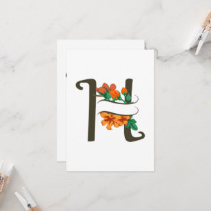 Invitation Monographie florale H lettre majuscule