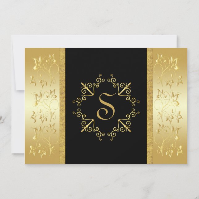 Invitation monographique de Black and Gold Floral (Devant)