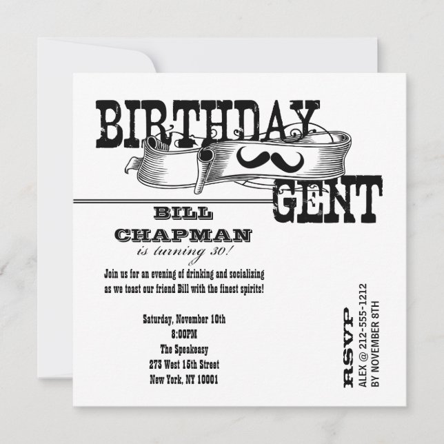 Invitation Monsieur d'anniversaire (Devant)