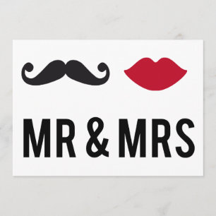 Invitation monsieur et madame avec moustache et lè