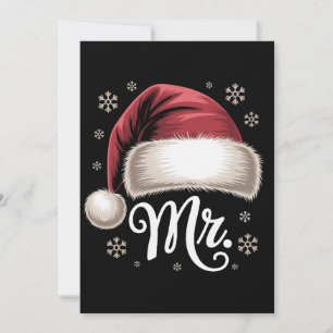 Invitation Monsieur Noël Chapeau de Père Noël Flocons de Neig