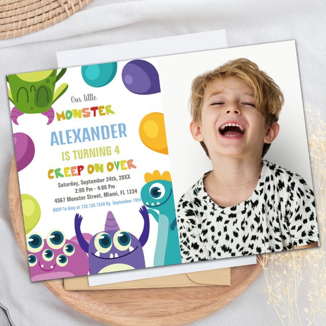 Invitation Monster Anniversaire Invitations, Monstres photo (Monster Birthday Invitations, Monsters photo Invitation)