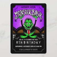 Monster Bash Halloween Anniversaire Fête Invitatio