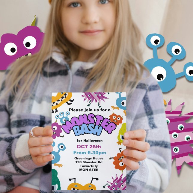 Invitation Monster Bash Kids Halloween party Enfants s'amuser (Créateur téléchargé)