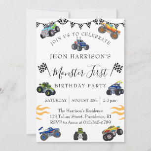 Invitation Monster Car Anniversaire de enfant Party
