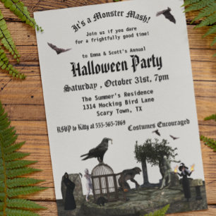 Invitation Monster gothique Mash Halloween Witch Werewolf mam
