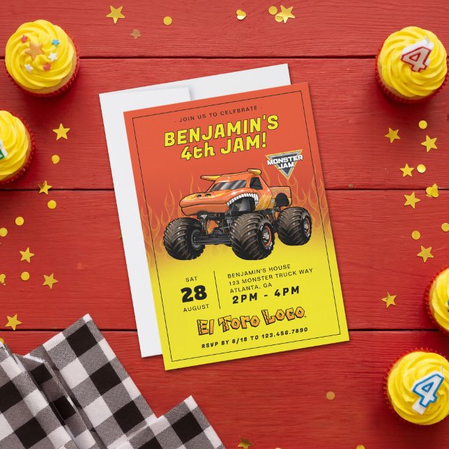 Invitation Monster Jam - Anniversaire El Toro Loco (Invitation on simulated table)