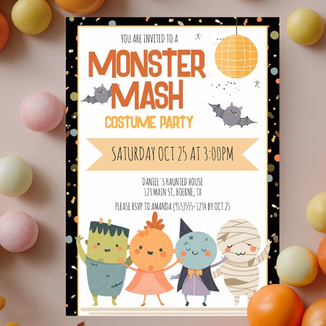 Invitation Monster Mash Costume Party Enfants Halloween (Monster Mash Halloween Party Invitation for Kids)