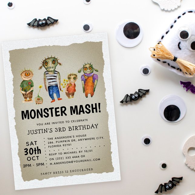 Invitation Monster Mash Halloween Anniversaire Enfants  (Créateur téléchargé)