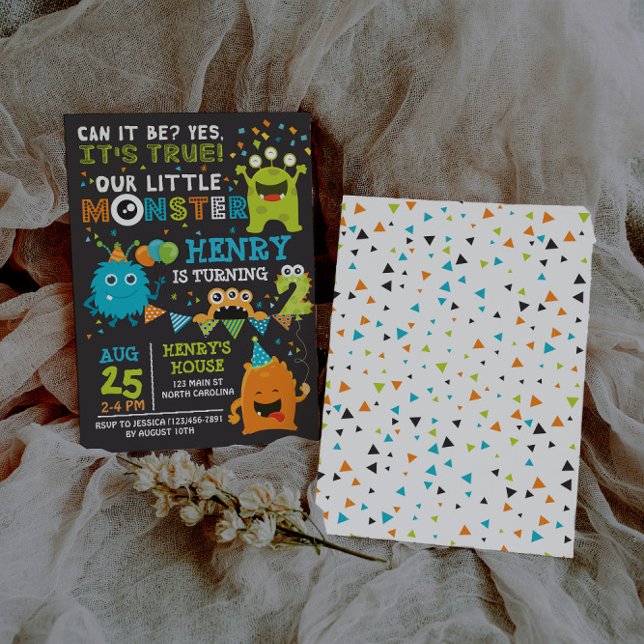 Invitation Monster Second Birthday, Invitation Mon (Créateur téléchargé)