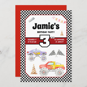 Invitation Monster Truck 3e anniversaire