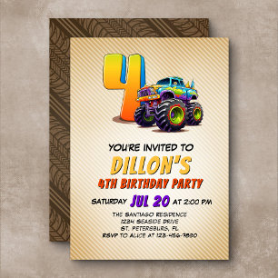 Invitation Monster Truck 4e anniversaire