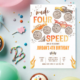 Invitation Monster Truck a fait quatre vitesses 4e anniversai