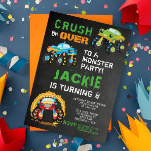 Invitation Monster Truck Anniversaire de enfant Party