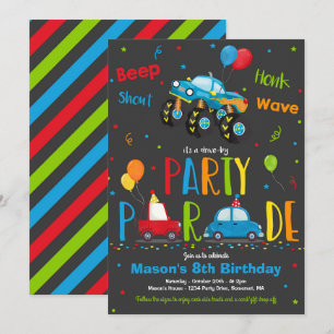 Invitation Monster Truck Anniversaire Party Drive Par Anniver