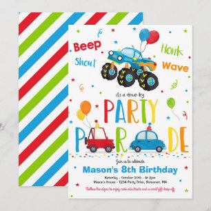 Invitation Monster Truck Anniversaire Party Drive Par Anniver
