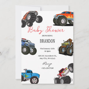 Invitation Monster Truck Baby shower
