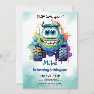Invitation Monster Truck boy Anniversaire