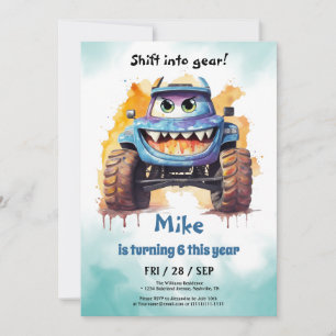 Invitation Monster Truck boy Anniversaire