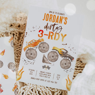 Invitation Monster Truck Boy Dirty 3 jours 3e fête d'annivers