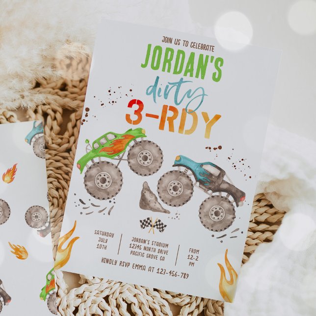 Invitation Monster Truck Boy Dirty 3 jours 3e fête d'annivers (Créateur téléchargé)