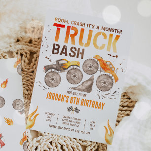 Invitation Monster Truck Boy fête d'anniversaire