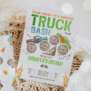 Invitation Monster Truck Boy fête d'anniversaire