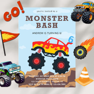 Invitation Monster Truck Boy fête d'anniversaire