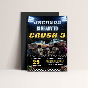 Invitation Monster Truck Boys fête d'anniversaire