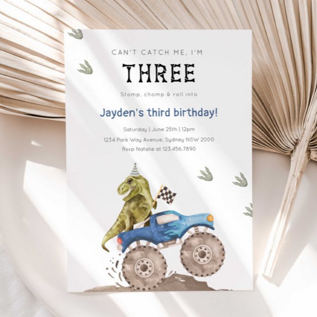 Invitation Monster Truck & Dinosaur 3e fête d'anniversaire (Créateur téléchargé)