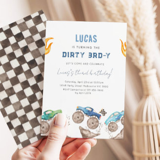 Invitation Monster Truck Dirty 3RD-Y 3rd Birthday Party