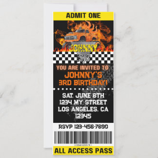 Invitation Monster Truck Flammes Orange