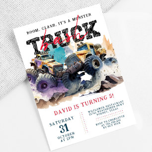 Invitation Monster Truck Modern Anniversaire de enfant Party