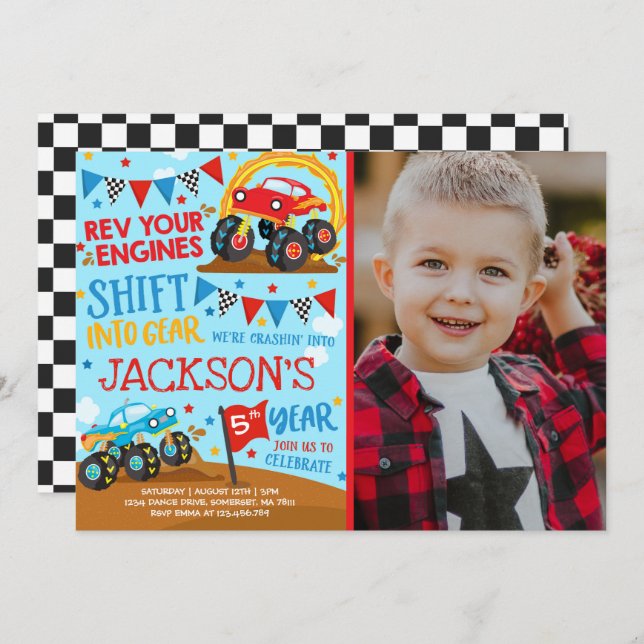 Invitation Monster Truck Monster Truck Anniversair (Devant / Derrière)