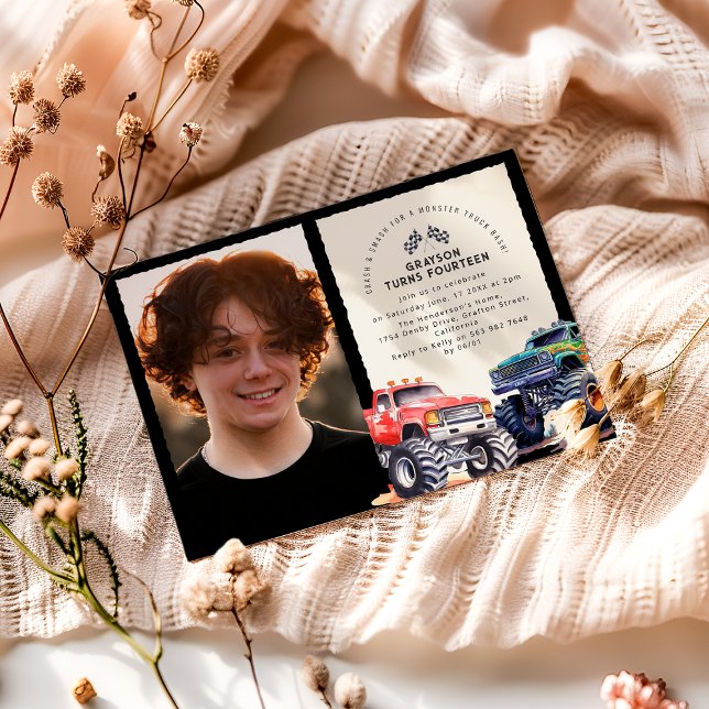 Invitation Monster Truck Photo à thème Anniversaire (Créateur téléchargé)