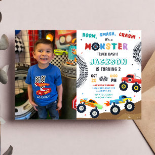 Invitation Monster Truck Racing Car Anniversaire de enfant Ph