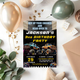 Invitation Monster Truck Rally Boys fête d'anniversaire