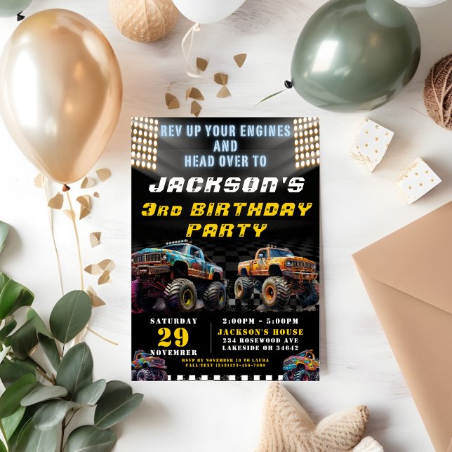 Invitation Monster Truck Rally Boys fête d'anniversaire (Créateur téléchargé)