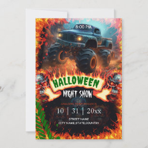 Invitation Monster truck Spectacle nocturne d'Halloween
