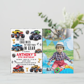 Invitation Monster Truck Team Anniversaire Avec Photo