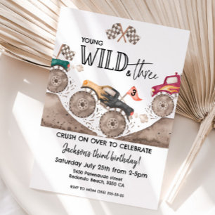Invitation Monster Truck YOUNG WILD & TROIS 3e anniversaire e