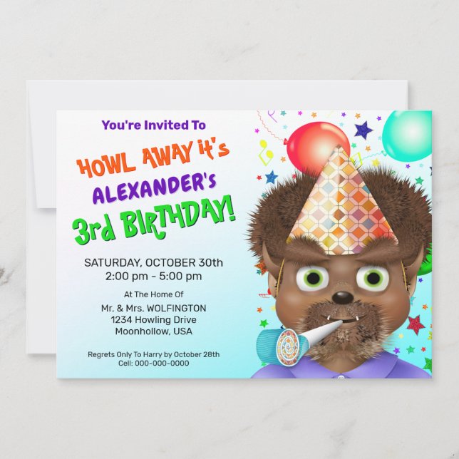 Invitation Monster Wolf Boy fête d'anniversaire (Devant)