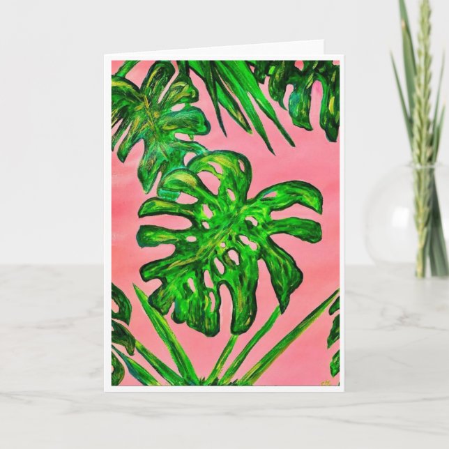 Invitation Monstera Deliciosa en Pink Card<Blank Inside> (Devant)