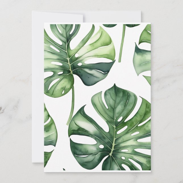Invitation Monstera Feuille peinture aquarelle (Devant)
