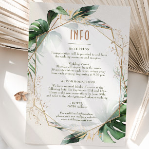 Invitation Monstera Gold Mariage Insérer INFO et détails Invi