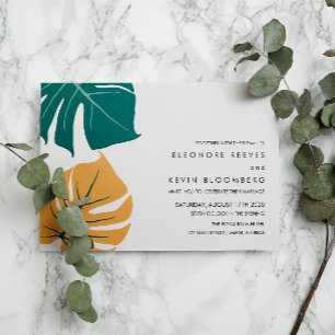 Invitation Monstera jaune Philodendron feuille Mariage