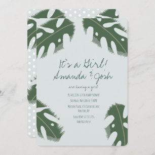 Invitation Monstera Tropical Greenery Baby shower fille