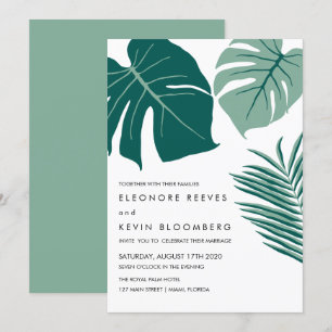 Invitation Monstera Vert Mariage Feuille tropical