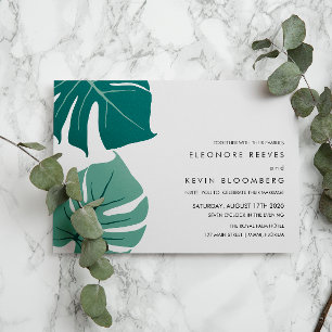Invitation Monstera Vert Philodendron feuille Mariage